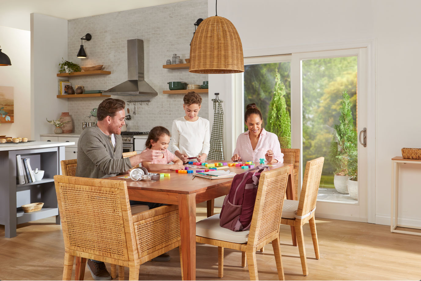 Family enjoying comfortable home comfort